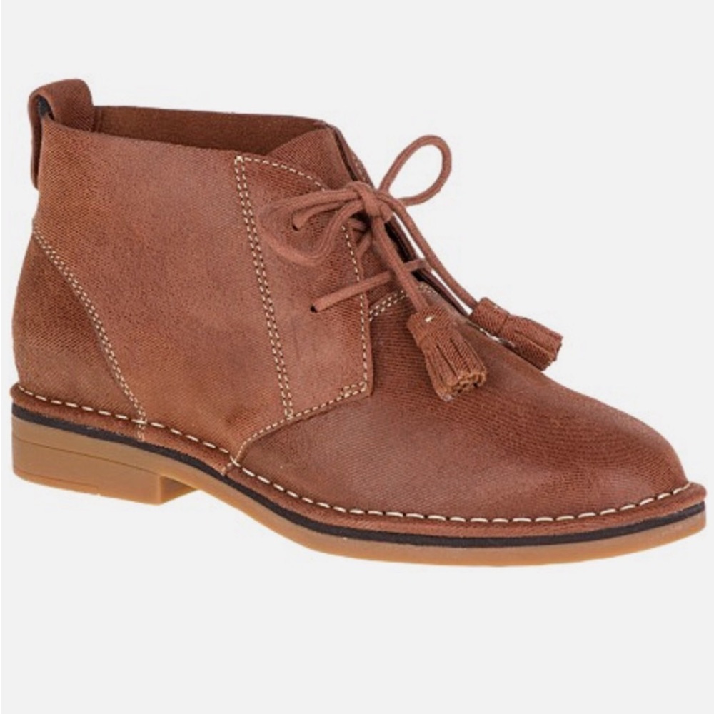 HUSH PUPPIES Cyra Catelyn Women Ankle Boots Gold Shimmer Suede size 9.5